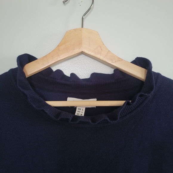 WILDFLOWERS Sweater With Sheer Petal Applique Sleeves Ruffle Trim Size L - Picture 4 of 10